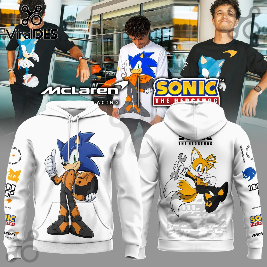 McLaren x Sonic The Hedgehog 1000th GP White T-Shirt McLaren x Sonic The Hedgehog 1000th GP White T-Shirt