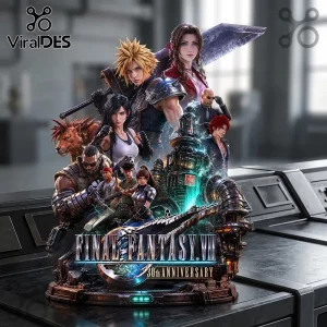 Final Fantasy VII 30th Anniversary resin statue featuring Cloud Strife, Aerith, Tifa, and team on a Mako reactor base.!