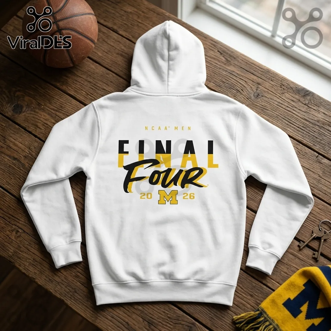Michigan Wolverines 2026 Final Four White Hoodie Michigan Wolverines 2026 Final Four White Hoodie