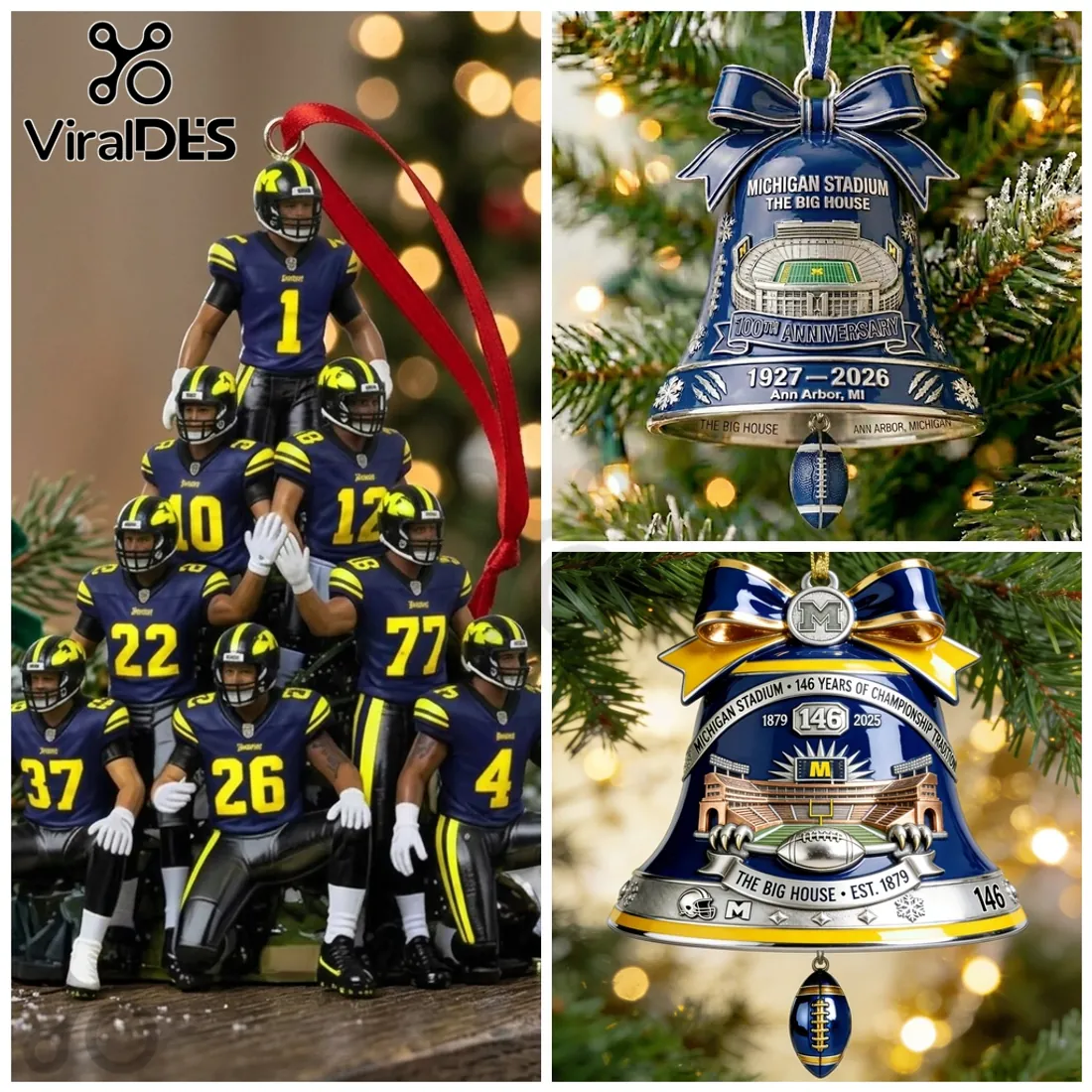 Michigan Wolverines Football Players Christmas Tree Ornament Michigan Wolverines Football Players Christmas Tree Ornament