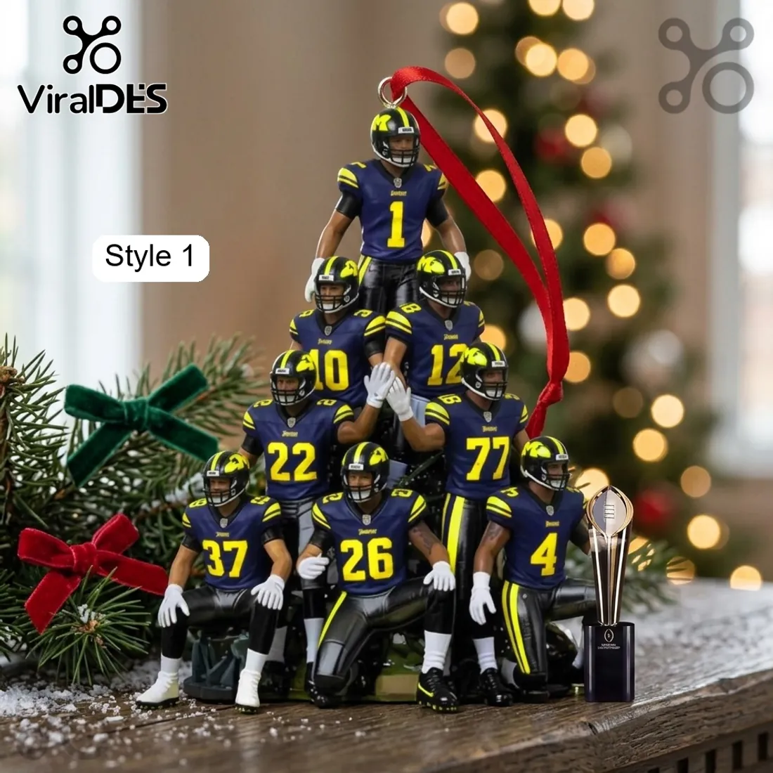 Michigan Wolverines Football Players Christmas Tree Ornament Michigan Wolverines Football Players Christmas Tree Ornament