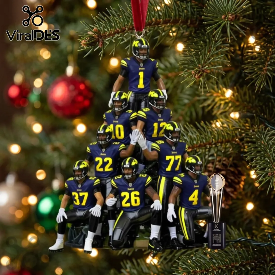 Michigan Wolverines Football Players Christmas Tree Ornament Michigan Wolverines Football Players Christmas Tree Ornament