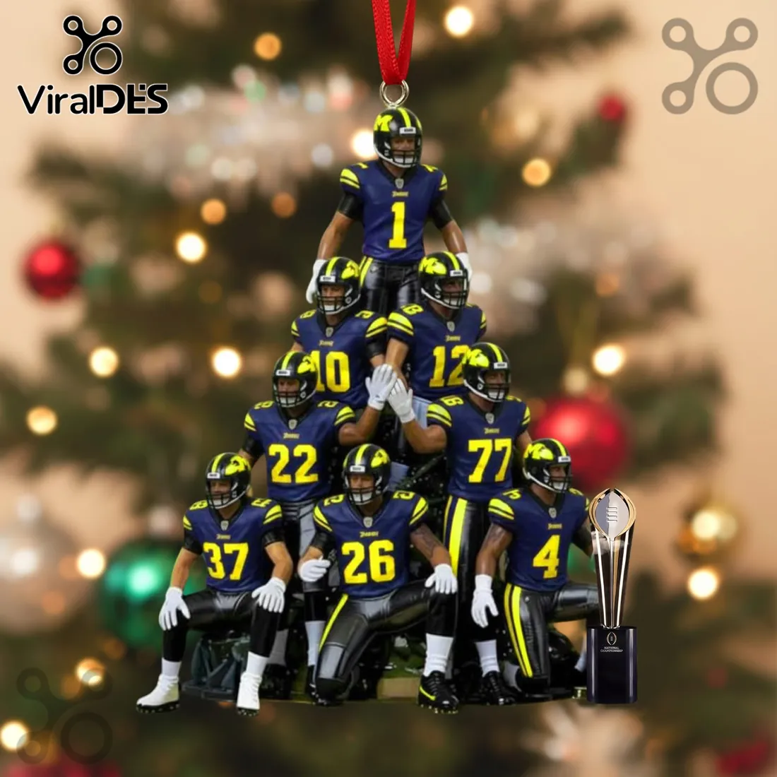 Michigan Wolverines Football Players Christmas Tree Ornament Michigan Wolverines Football Players Christmas Tree Ornament