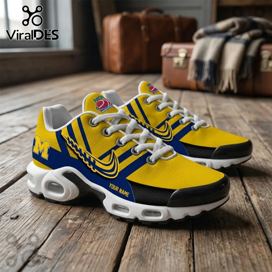 Michigan Wolverines Yellow and Blue Air Max Sport Shoes Michigan Wolverines Yellow and Blue Air Max Sport Shoes