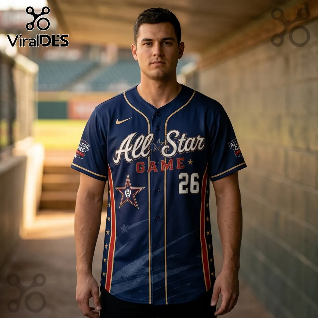 Milwaukee Brewers 2026 All-Star Game Navy Blue Baseball Jersey Milwaukee Brewers 2026 All-Star Game Navy Blue Baseball Jersey
