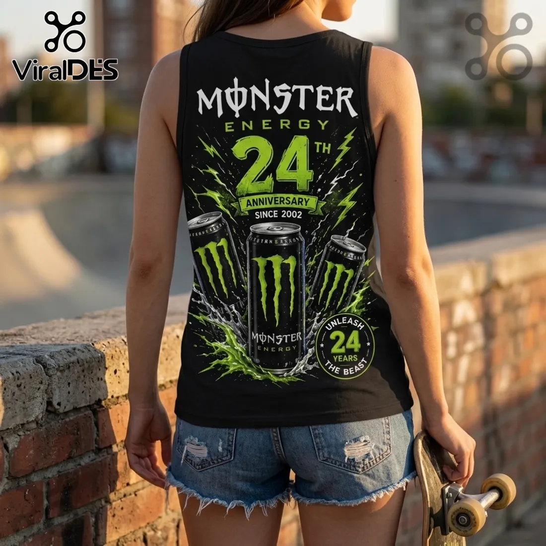 Monster Energy 24th Anniversary Black V-Neck Tank Top Monster Energy 24th Anniversary Black V-Neck Tank Top
