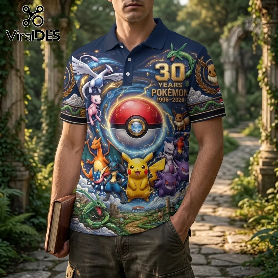 Monster Trainer 30th Anniversary Pikachu Polo Shirt Monster Trainer 30th Anniversary Pikachu Polo Shirt