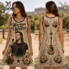 Jelly Roll Floral Vintage Brown Sleeveless Dress Jelly Roll Floral Vintage Brown Sleeveless Dress