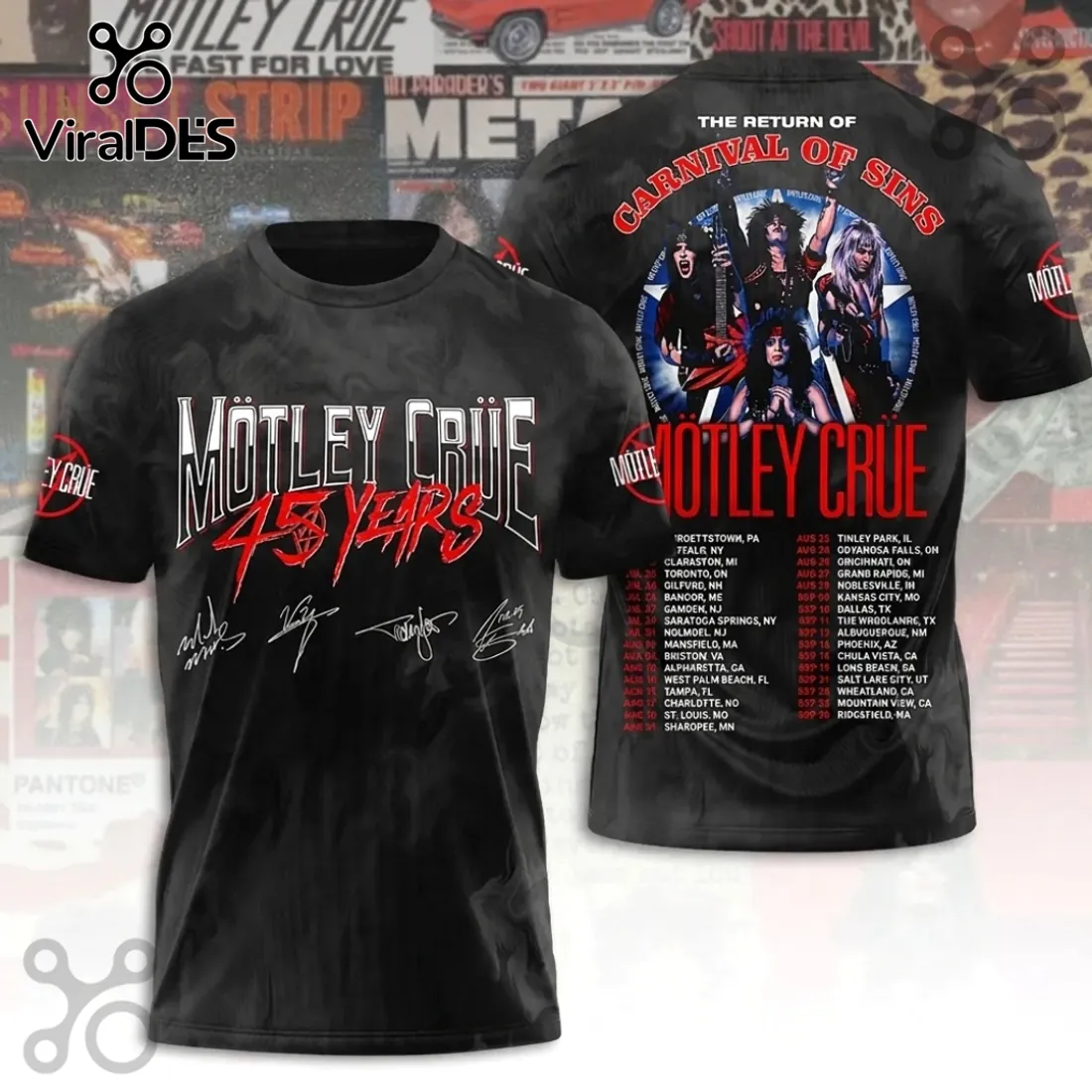 Motley Crue Carnival of Sins 2026 Tour Black T-Shirt Motley Crue Carnival of Sins 2026 Tour Black T-Shirt