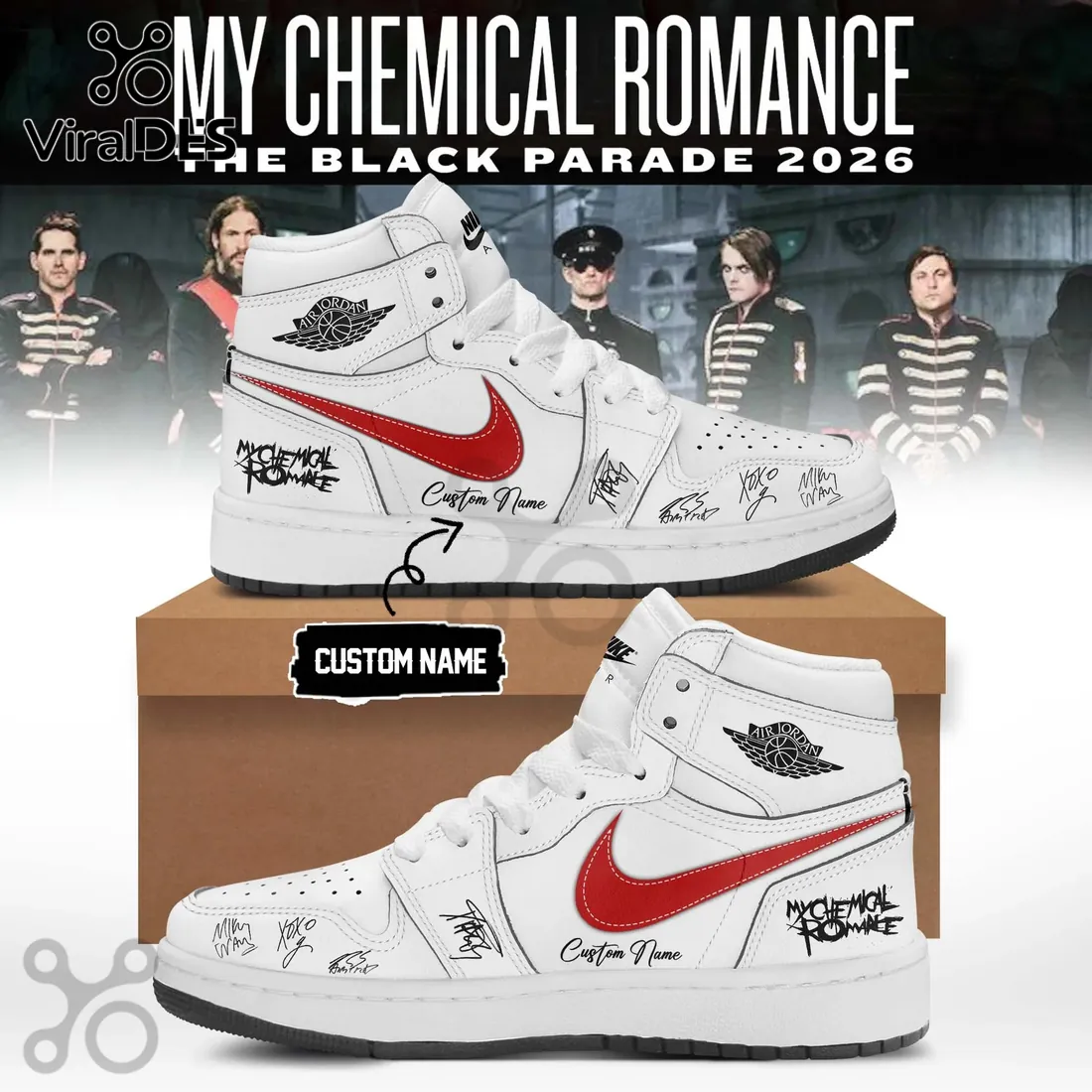 My Chemical Romance The Black Parade 2026 Custom Air Jordan 1 Sneakers My Chemical Romance The Black Parade 2026 Custom Air Jordan 1 Sneakers