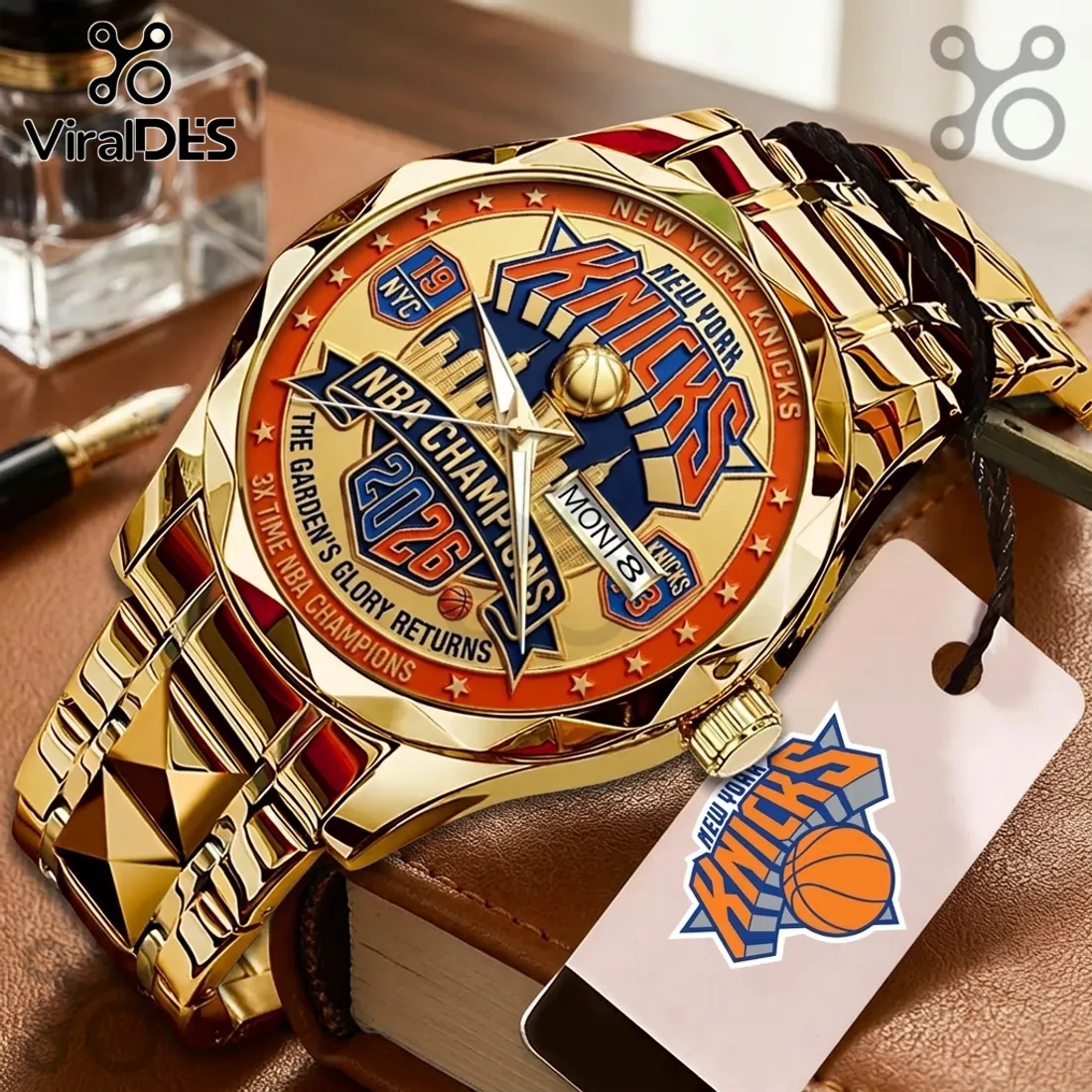 New York Knicks 2025 NBA Champions Gold Tone Quartz Watch New York Knicks 2025 NBA Champions Gold Tone Quartz Watch