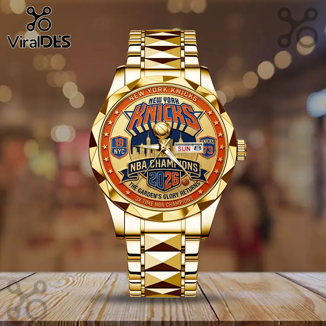 New York Knicks 2025 NBA Champions Gold Tone Quartz Watch New York Knicks 2025 NBA Champions Gold Tone Quartz Watch