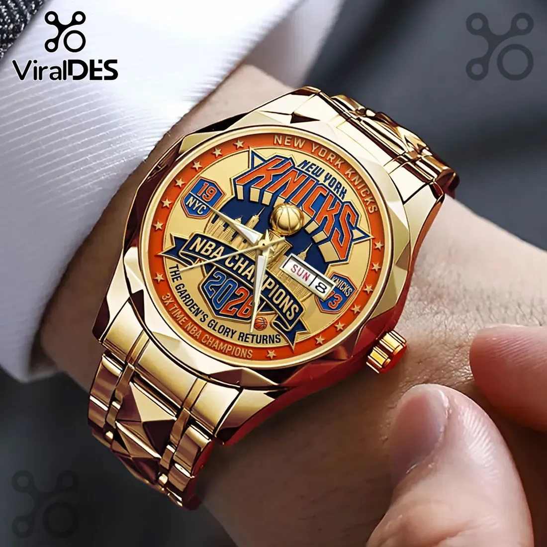 New York Knicks 2025 NBA Champions Gold Tone Quartz Watch New York Knicks 2025 NBA Champions Gold Tone Quartz Watch