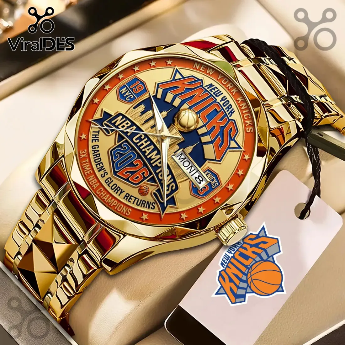 New York Knicks 2025 NBA Champions Gold Tone Quartz Watch New York Knicks 2025 NBA Champions Gold Tone Quartz Watch