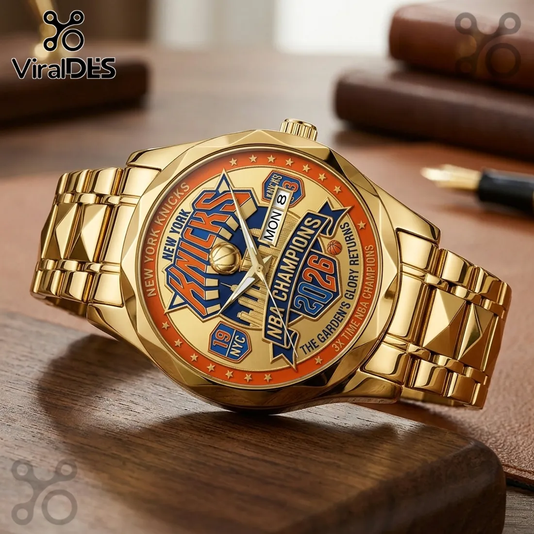 New York Knicks 2025 NBA Champions Gold Tone Quartz Watch New York Knicks 2025 NBA Champions Gold Tone Quartz Watch