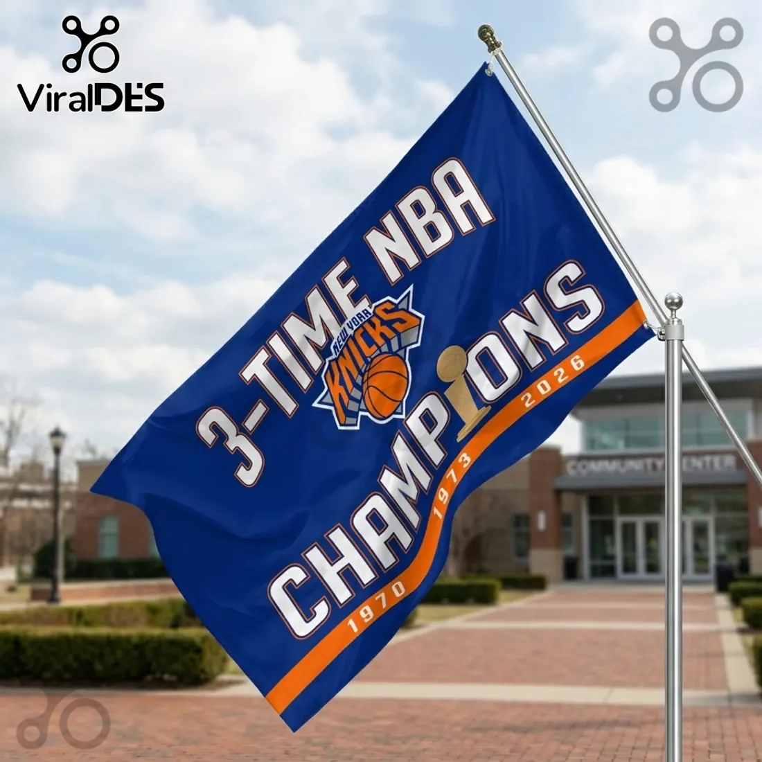 New York Knicks 3-Time NBA Champions House Flag New York Knicks 3-Time NBA Champions House Flag