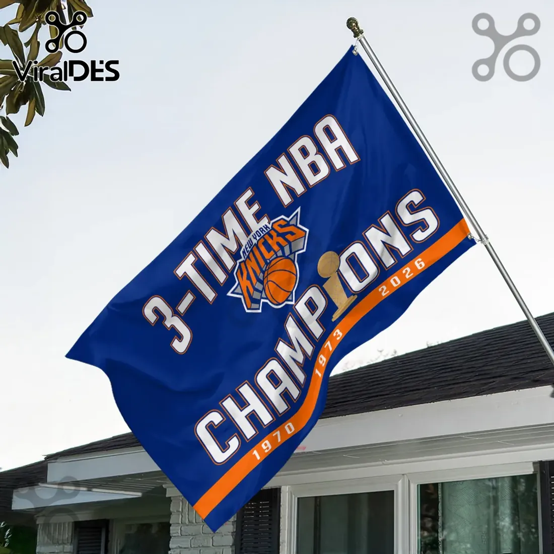 New York Knicks 3-Time NBA Champions House Flag New York Knicks 3-Time NBA Champions House Flag
