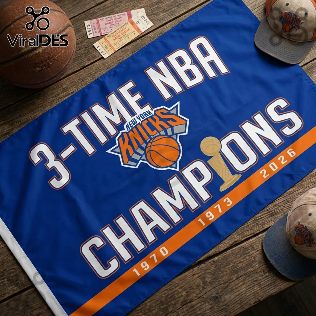 New York Knicks 3-Time NBA Champions House Flag New York Knicks 3-Time NBA Champions House Flag