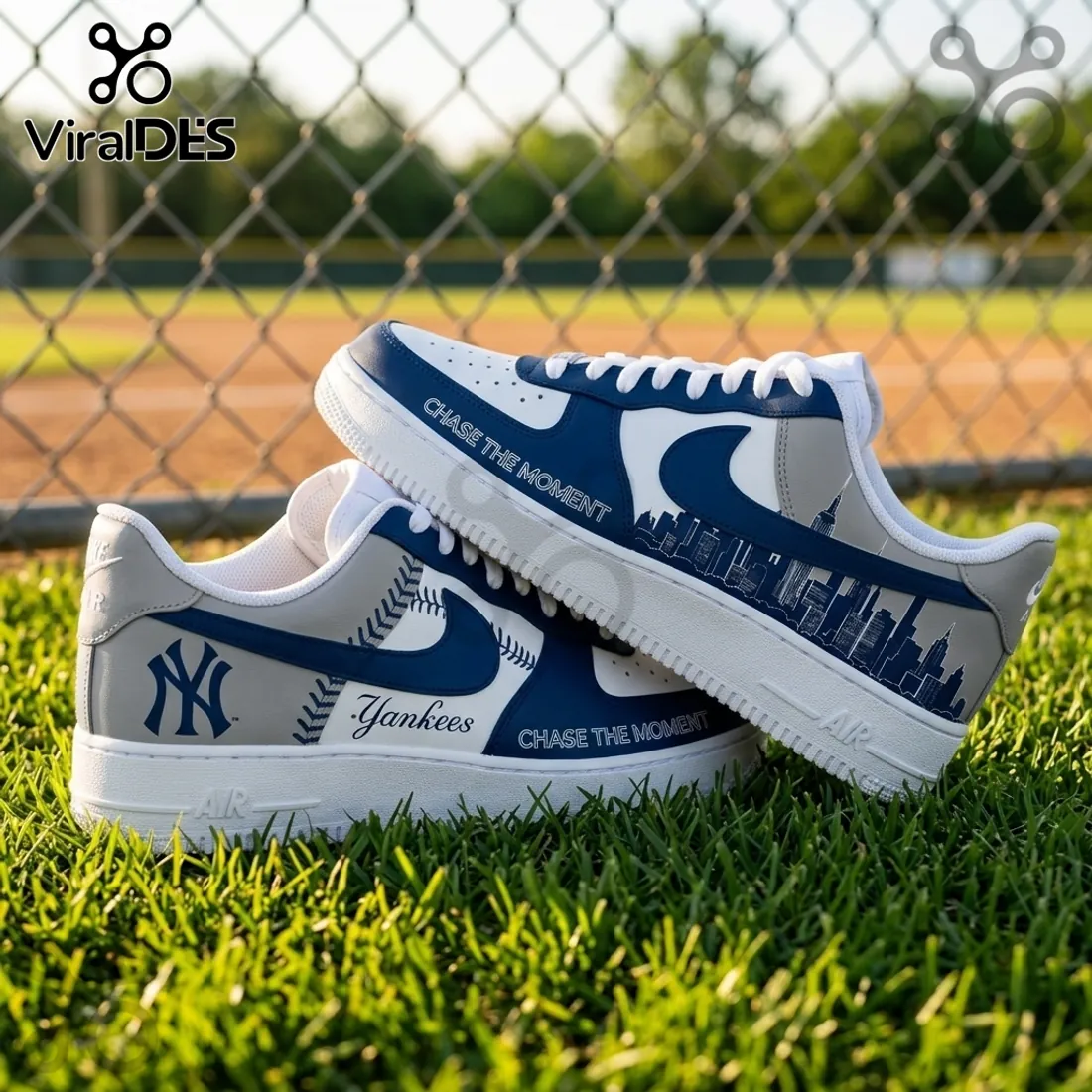 New York Yankees Navy Blue City Skyline Air Force 1 Sneakers New York Yankees Navy Blue City Skyline Air Force 1 Sneakers