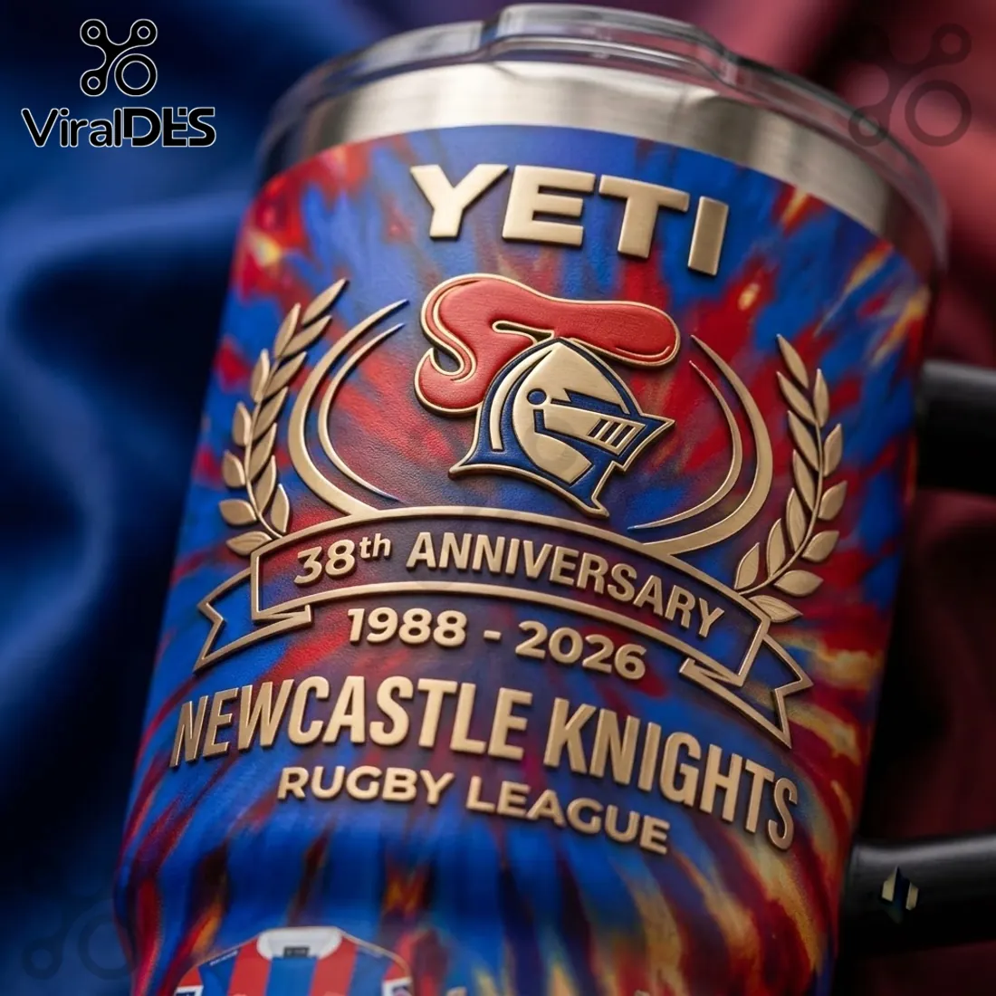 Newcastle Knights 38th Anniversary Tie-Dye 40oz Tumbler Newcastle Knights 38th Anniversary Tie-Dye 40oz Tumbler