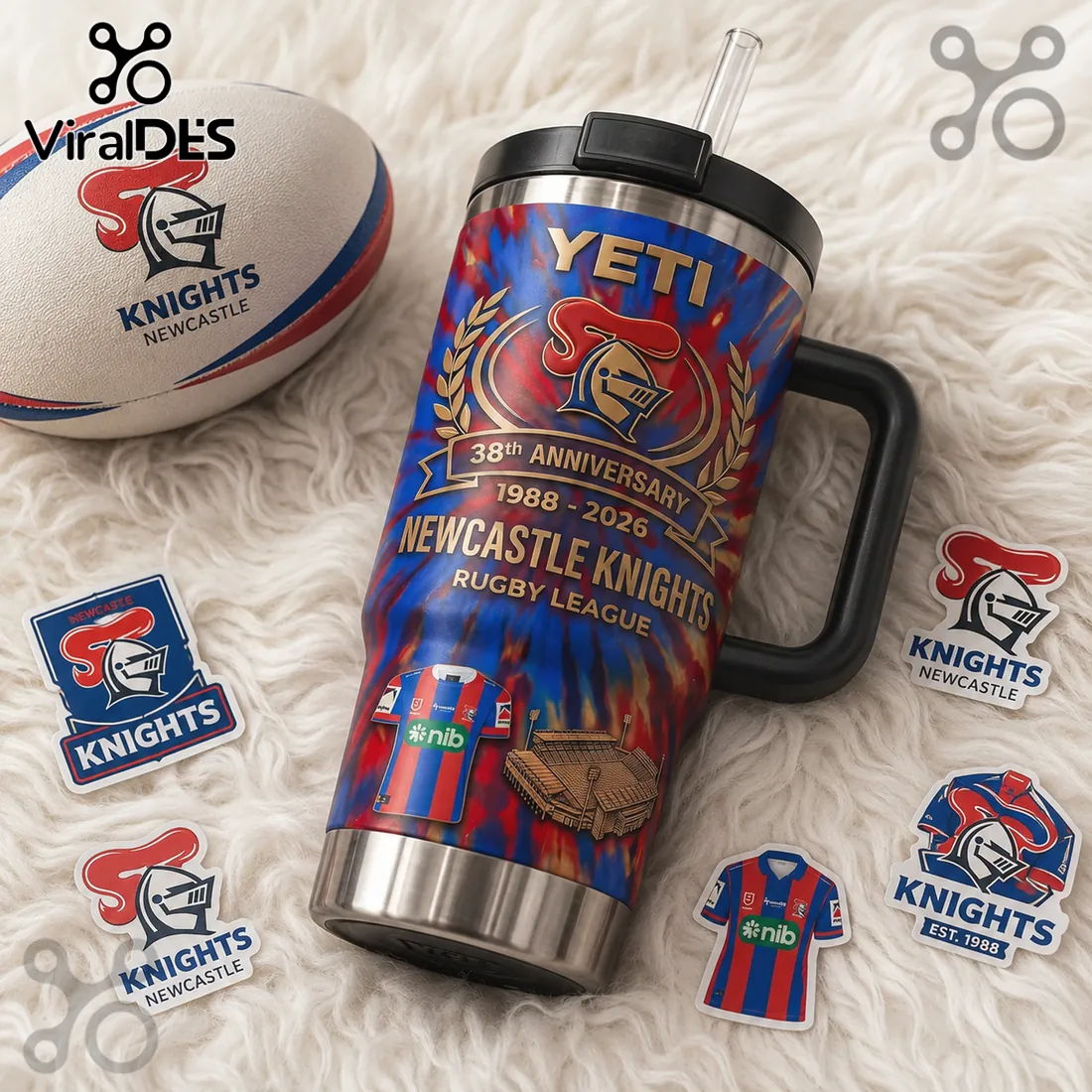 Newcastle Knights 38th Anniversary Tie-Dye 40oz Tumbler Newcastle Knights 38th Anniversary Tie-Dye 40oz Tumbler