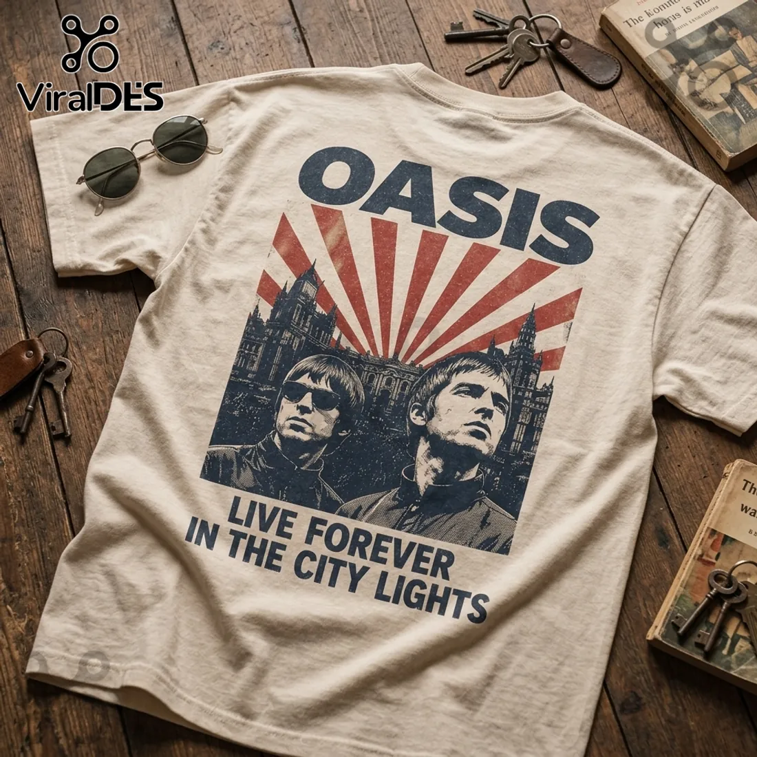 Oasis Live Forever Vintage Off-White T-Shirt Oasis Live Forever Vintage Off-White T-Shirt