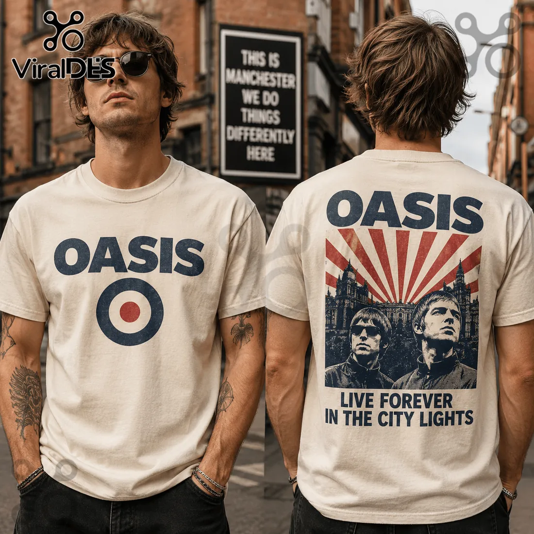 Oasis Live Forever Vintage Off-White T-Shirt Oasis Live Forever Vintage Off-White T-Shirt
