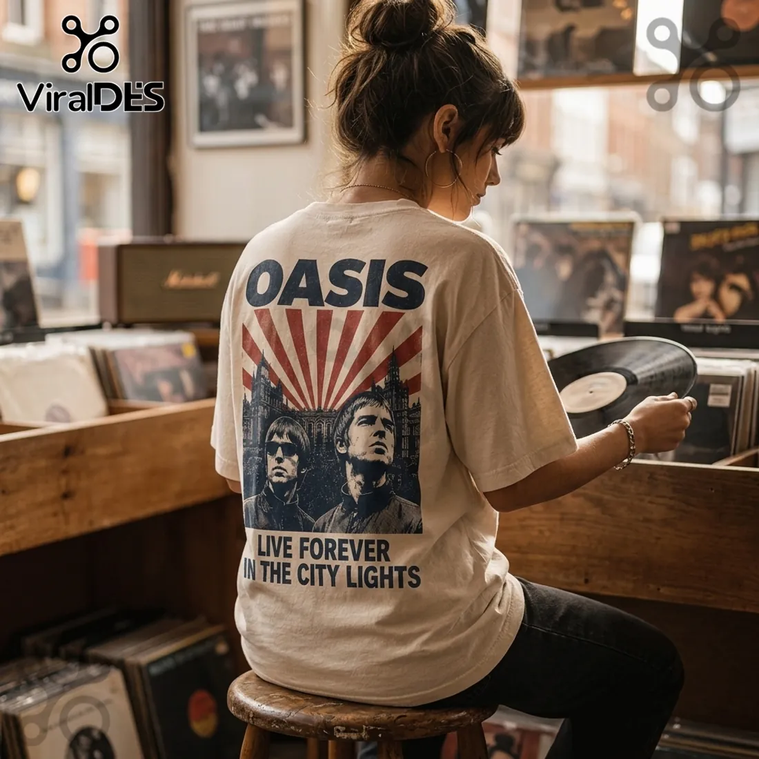 Oasis Live Forever Vintage Off-White T-Shirt Oasis Live Forever Vintage Off-White T-Shirt