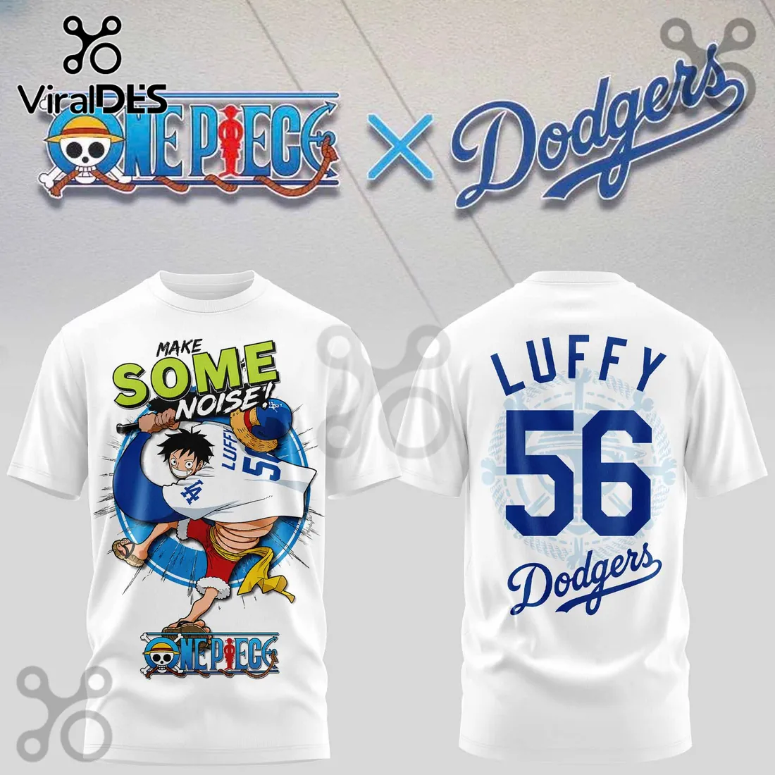 One Piece x Los Angeles Dodgers Luffy White Hoodie One Piece x Los Angeles Dodgers Luffy White Hoodie