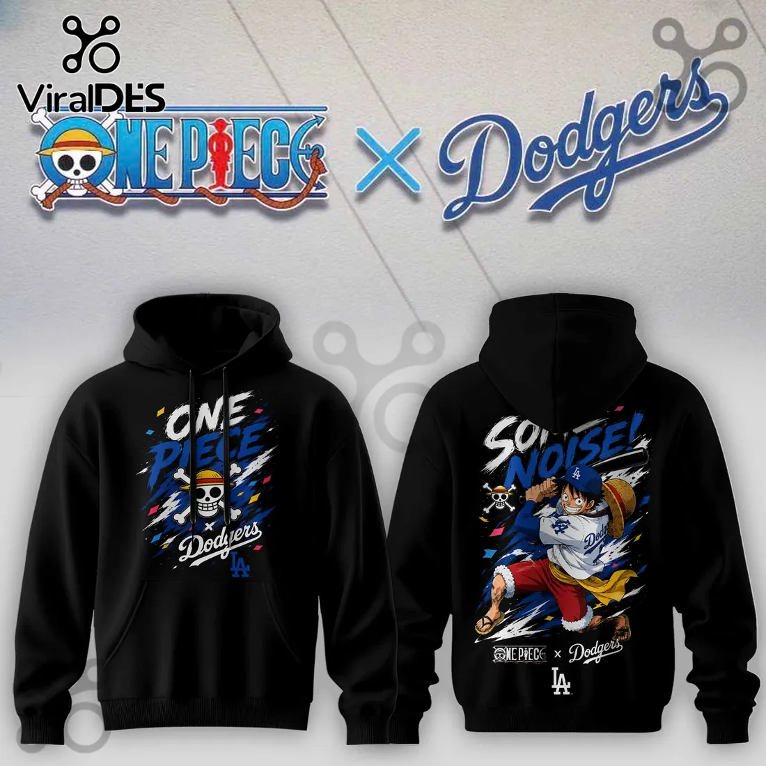 One Piece x Los Angeles Dodgers Monkey D. Luffy Hoodie One Piece x Los Angeles Dodgers Monkey D. Luffy Hoodie