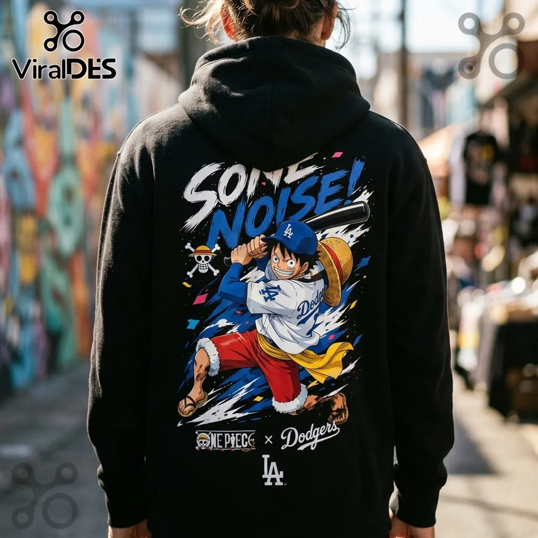 One Piece x Los Angeles Dodgers Monkey D. Luffy Hoodie One Piece x Los Angeles Dodgers Monkey D. Luffy Hoodie