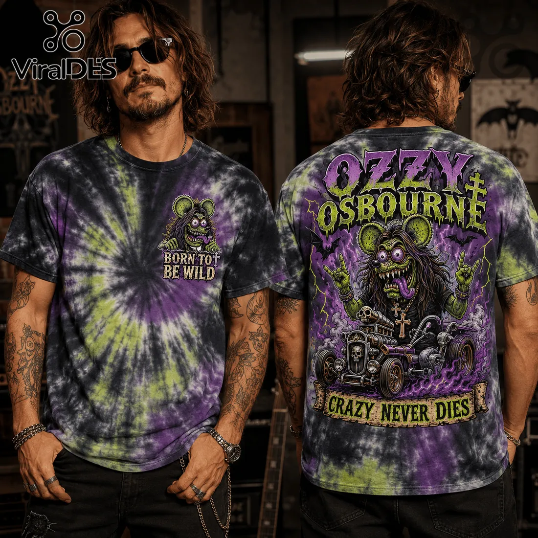 Ozzy Osbourne Crazy Never Dies Tie Dye T-Shirt Ozzy Osbourne Crazy Never Dies Tie Dye T-Shirt