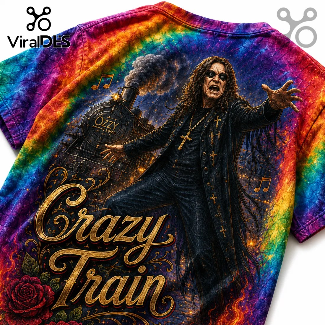 Ozzy Osbourne Crazy Train Tie Dye T-Shirt Ozzy Osbourne Crazy Train Tie Dye T-Shirt