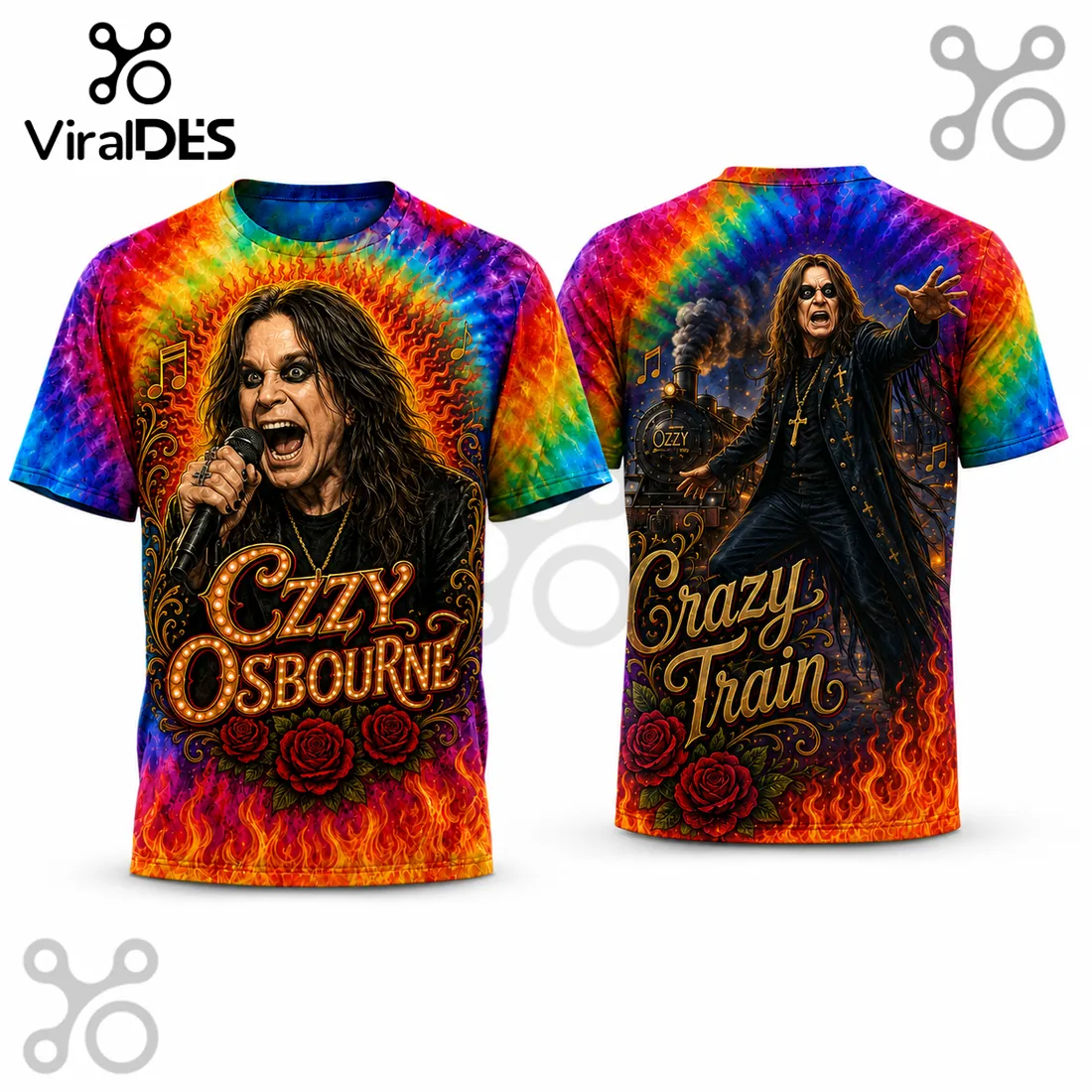 Ozzy Osbourne Crazy Train Tie Dye T-Shirt Ozzy Osbourne Crazy Train Tie Dye T-Shirt