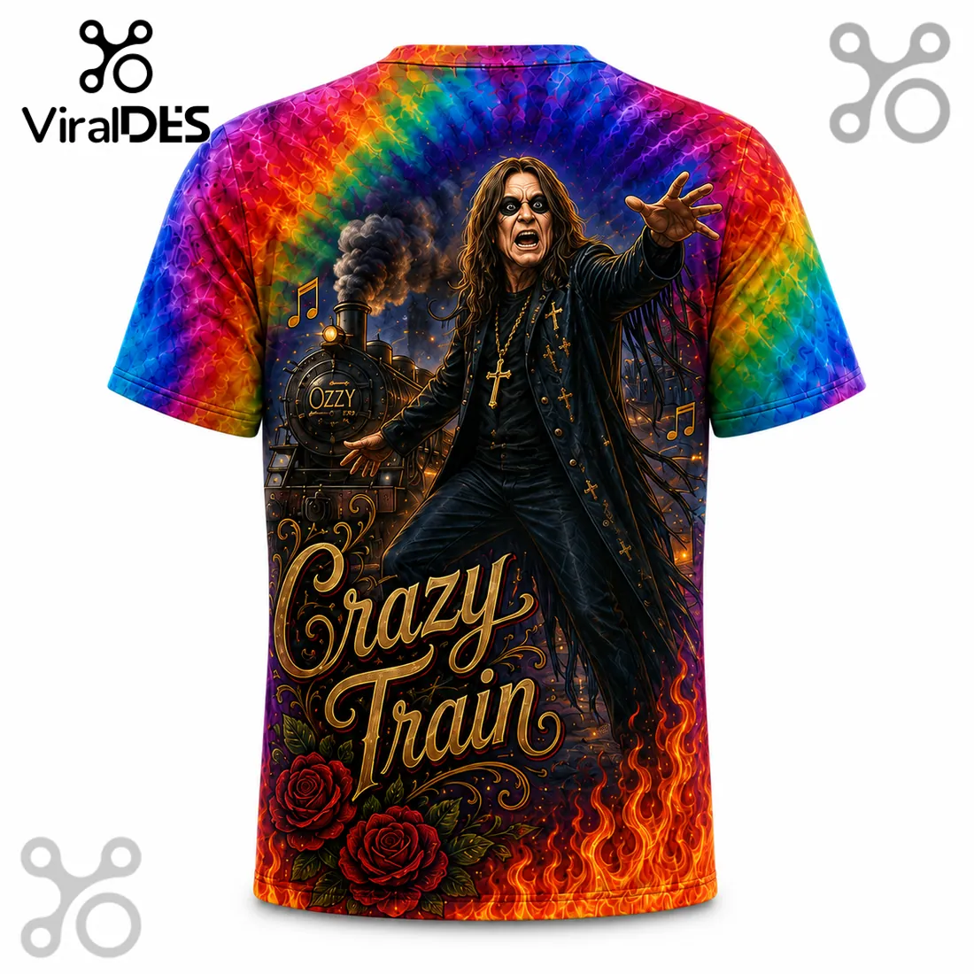 Ozzy Osbourne Crazy Train Tie Dye T-Shirt Ozzy Osbourne Crazy Train Tie Dye T-Shirt