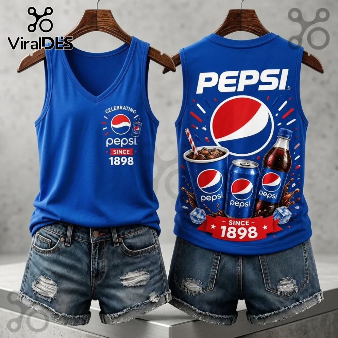 Pepsi 1898 Vintage Logo V-Neck Tank Top Pepsi 1898 Vintage Logo V-Neck Tank Top