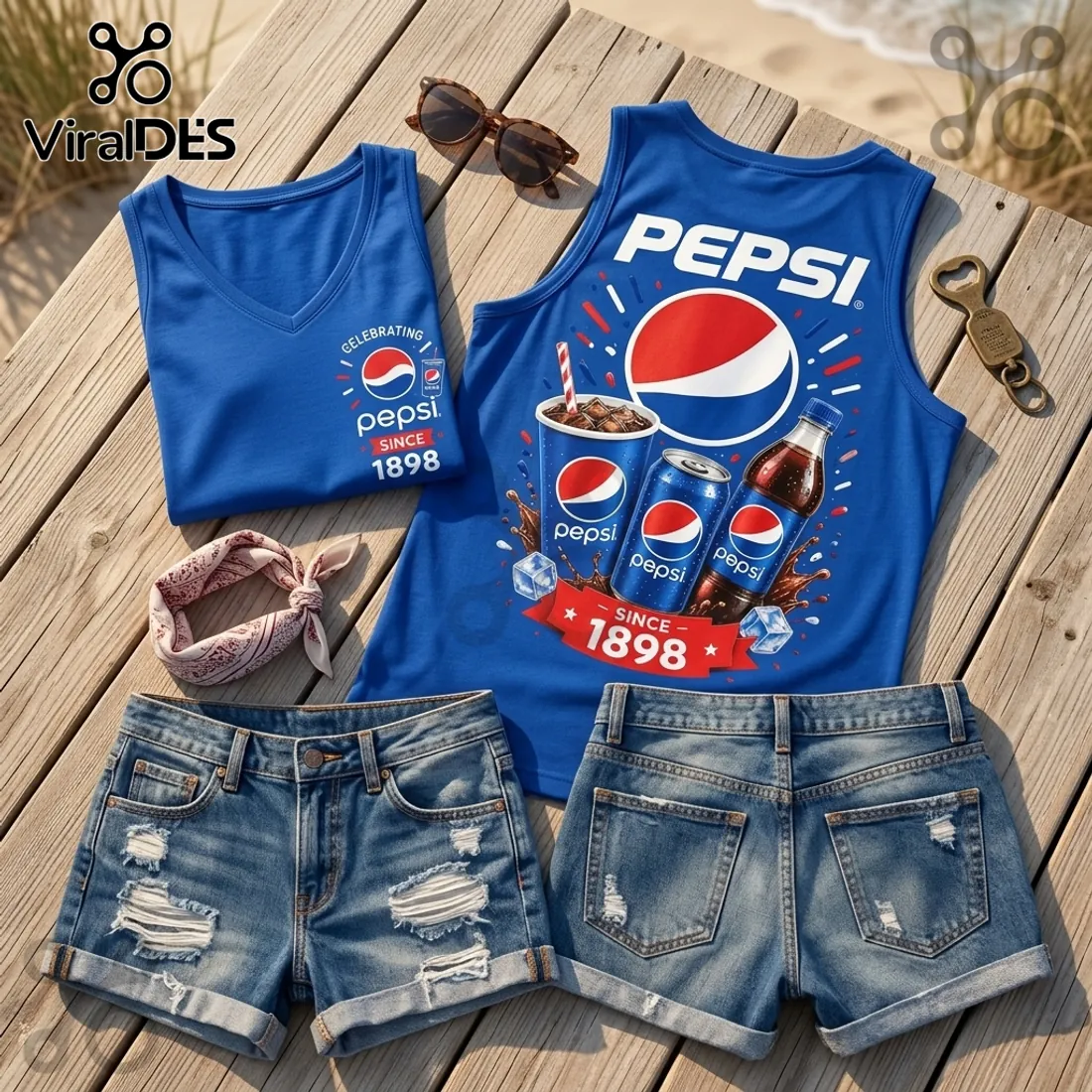 Pepsi 1898 Vintage Logo V-Neck Tank Top Pepsi 1898 Vintage Logo V-Neck Tank Top