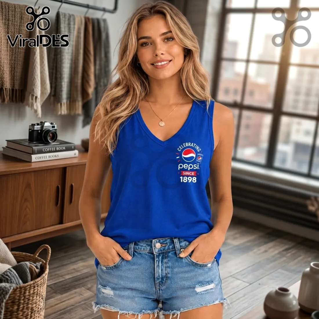 Pepsi 1898 Vintage Logo V-Neck Tank Top Pepsi 1898 Vintage Logo V-Neck Tank Top