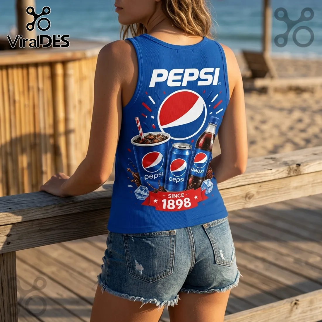 Pepsi 1898 Vintage Logo V-Neck Tank Top Pepsi 1898 Vintage Logo V-Neck Tank Top