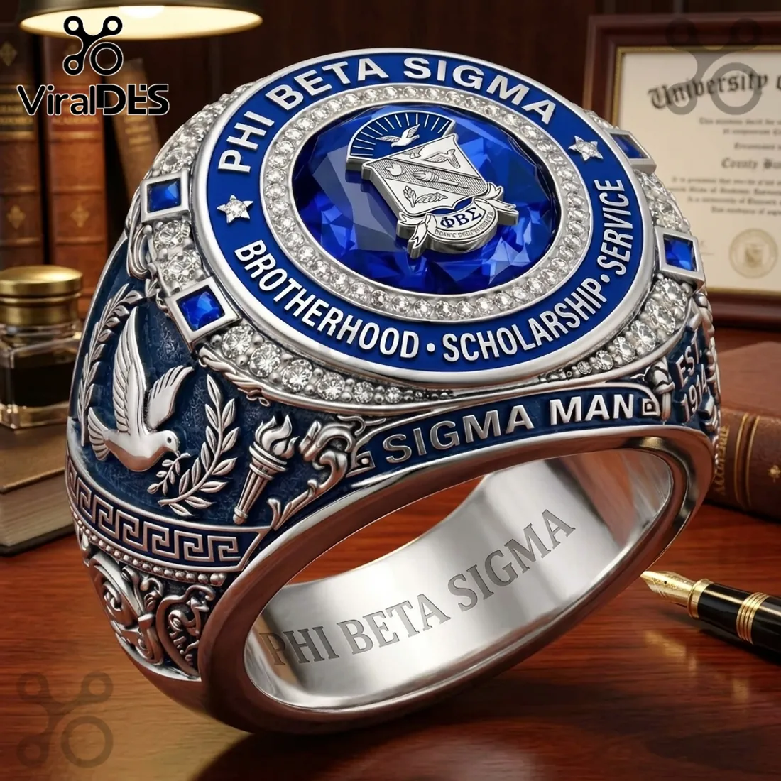 Phi Beta Sigma Brotherhood Scholarship Engraved Ring Phi Beta Sigma Brotherhood Scholarship Engraved Ring