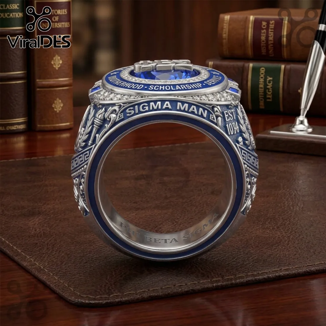 Phi Beta Sigma Est 1914 Blue Enamel Commemorative Ring Phi Beta Sigma Est 1914 Blue Enamel Commemorative Ring