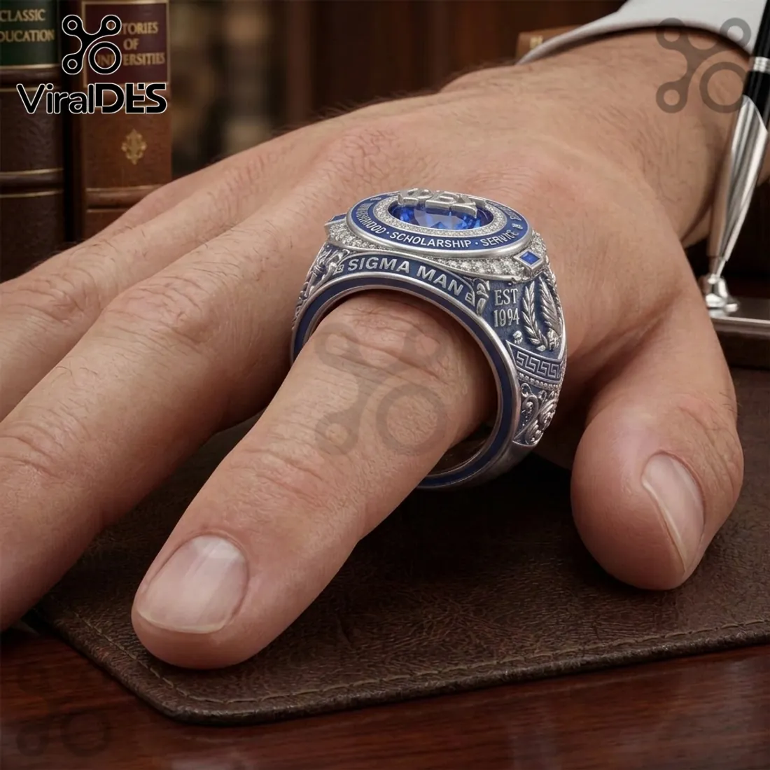 Phi Beta Sigma Est 1914 Blue Enamel Commemorative Ring Phi Beta Sigma Est 1914 Blue Enamel Commemorative Ring