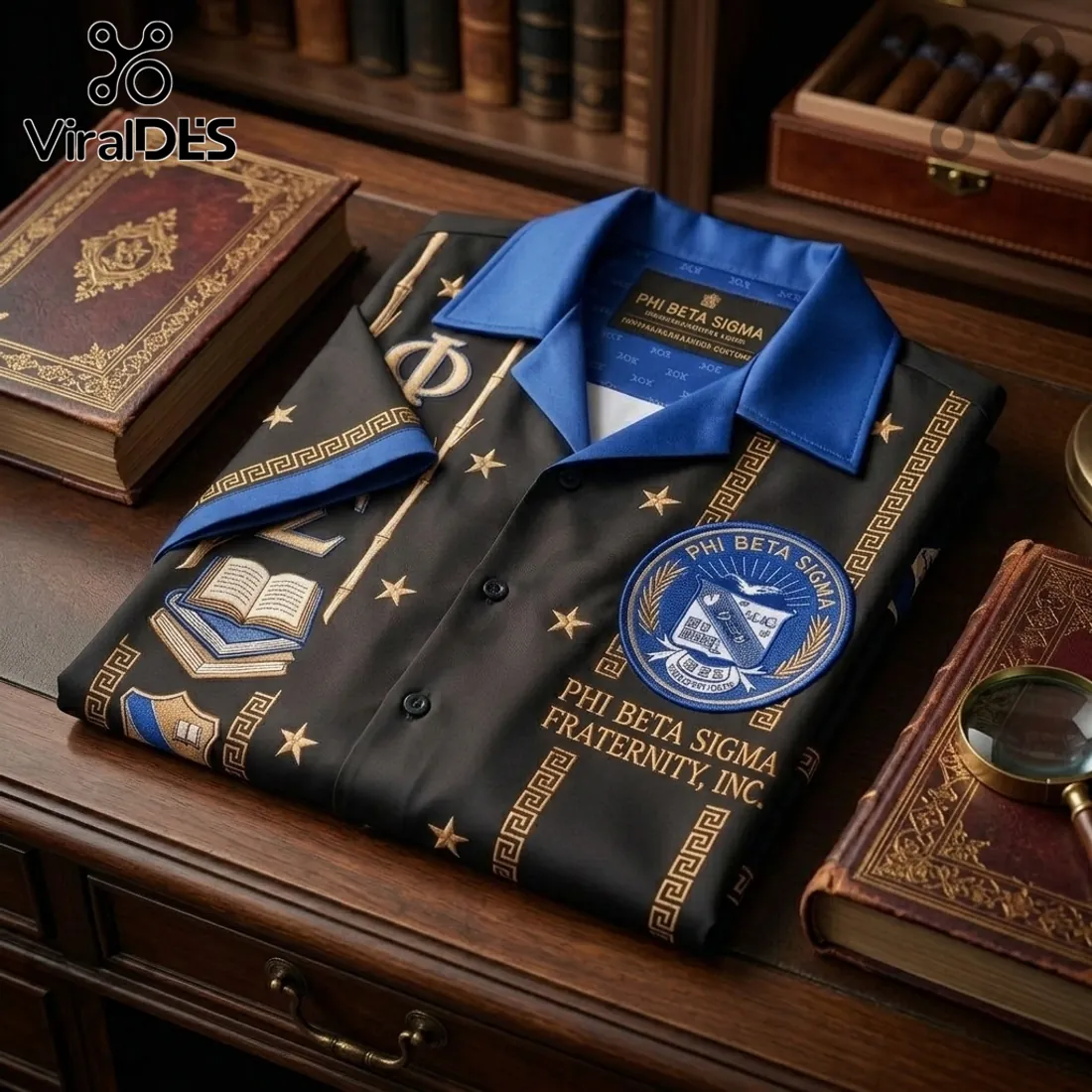 Phi Beta Sigma Fraternity Black and Blue Hawaiian Shirt Phi Beta Sigma Fraternity Black and Blue Hawaiian Shirt