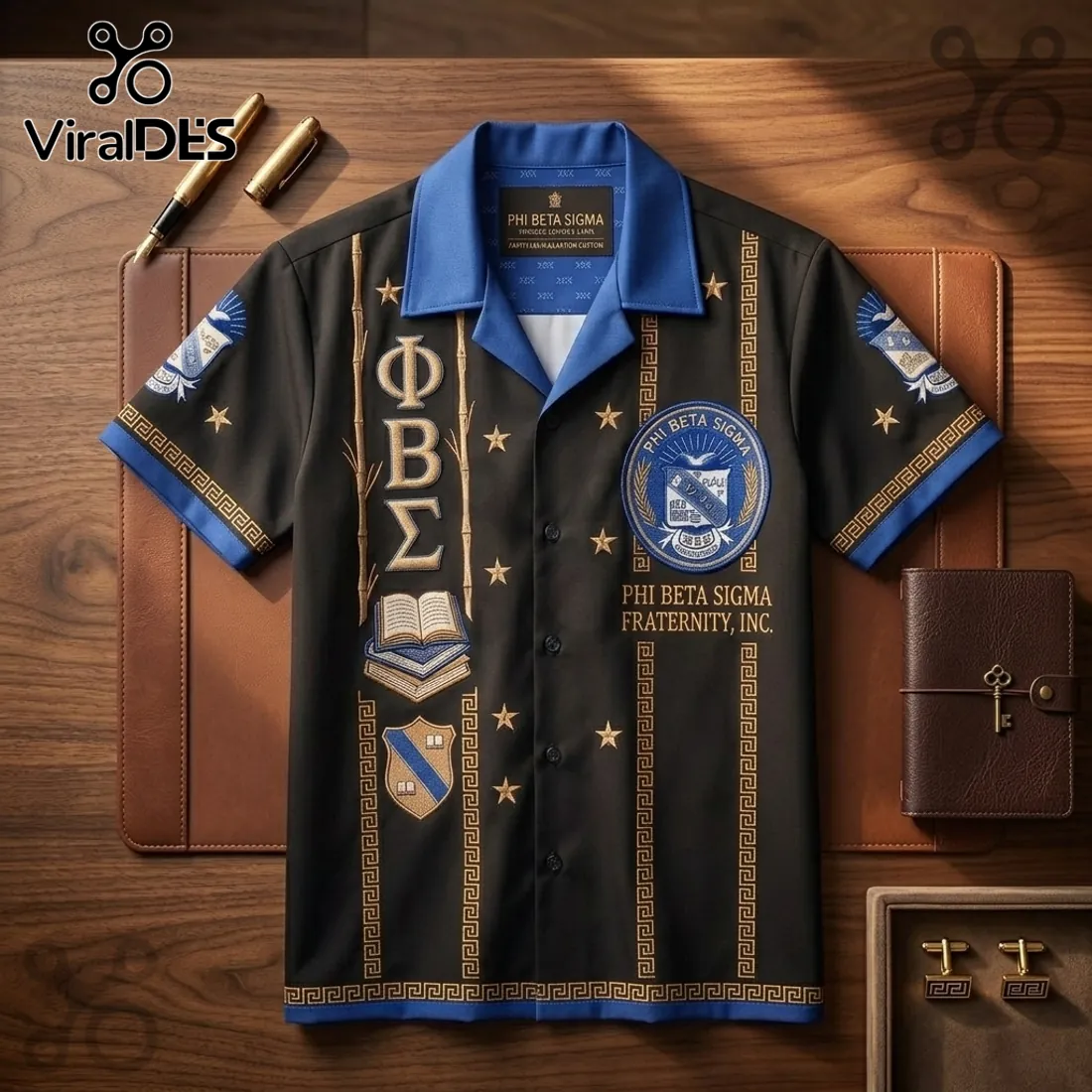 Phi Beta Sigma Fraternity Black and Blue Hawaiian Shirt Phi Beta Sigma Fraternity Black and Blue Hawaiian Shirt
