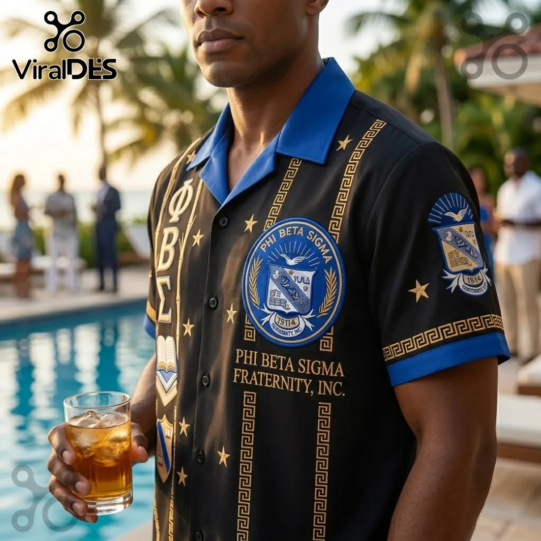 Phi Beta Sigma Fraternity Black and Blue Hawaiian Shirt Phi Beta Sigma Fraternity Black and Blue Hawaiian Shirt