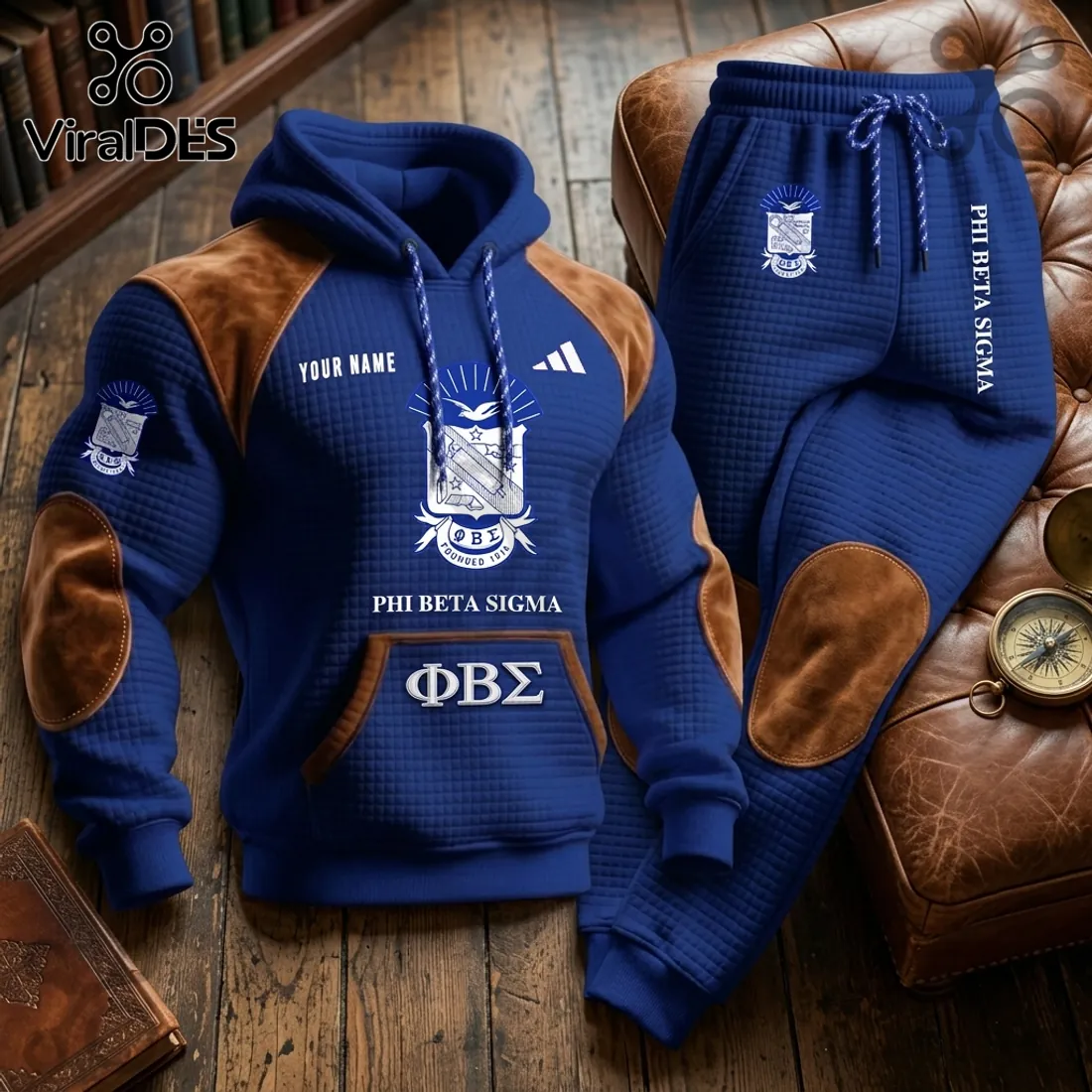 Phi Beta Sigma Quilted Suede Hoodie Jogger Set Phi Beta Sigma Quilted Suede Hoodie Jogger Set
