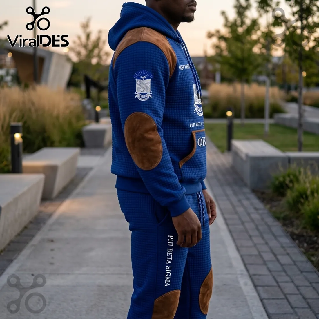 Phi Beta Sigma Quilted Suede Hoodie Jogger Set Phi Beta Sigma Quilted Suede Hoodie Jogger Set