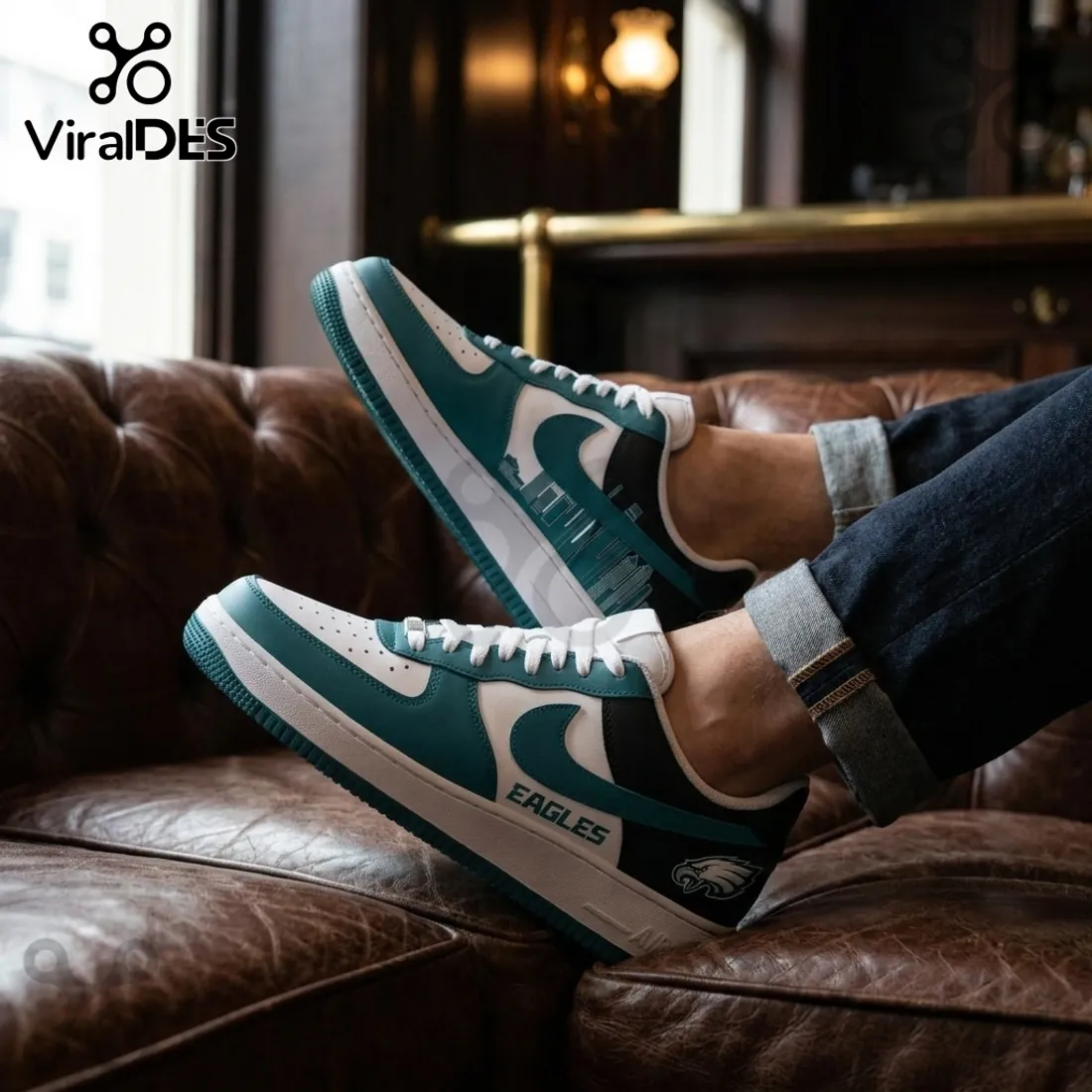 Philadelphia Eagles Skyline Custom Air Force 1 Sneakers Philadelphia Eagles Skyline Custom Air Force 1 Sneakers