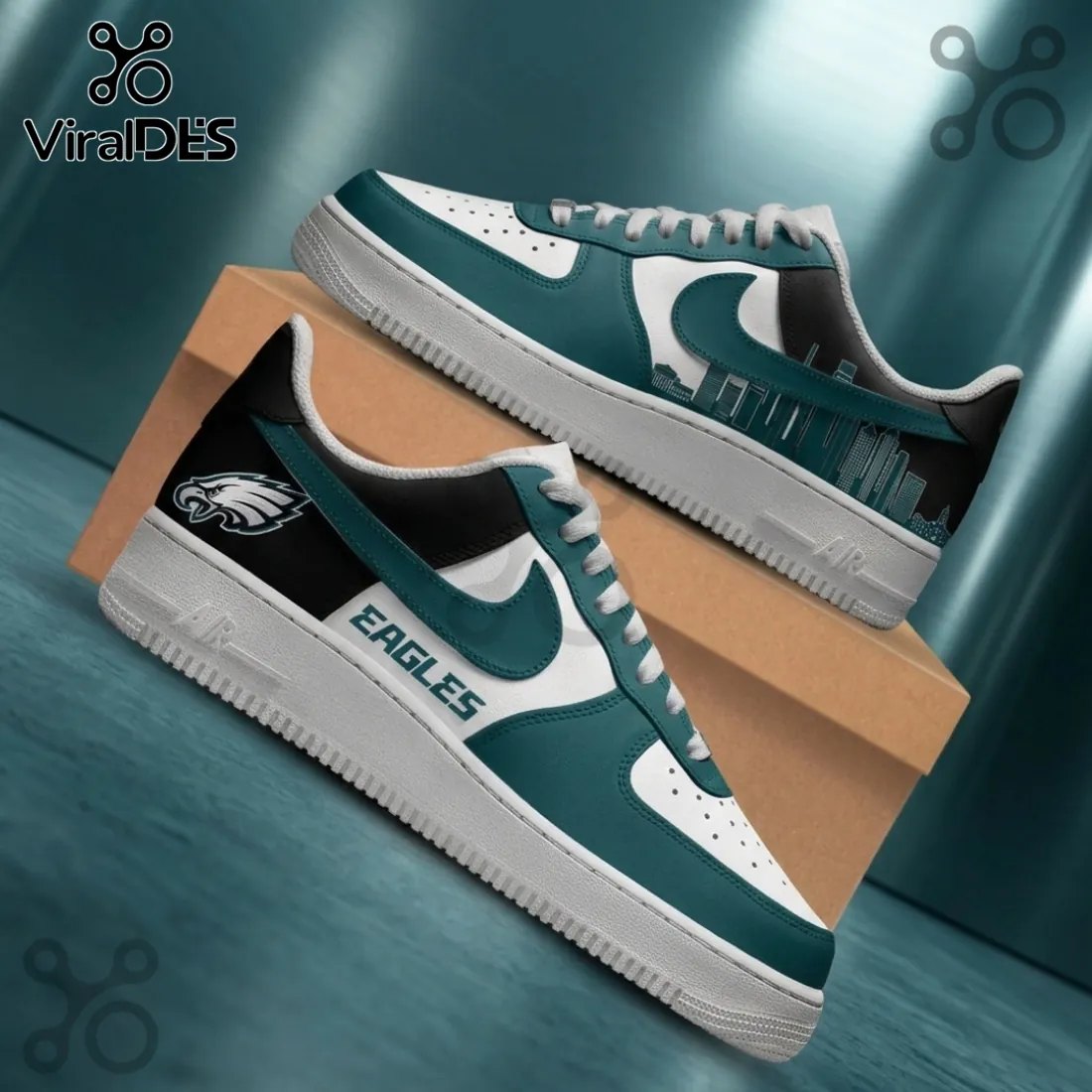 Philadelphia Eagles Skyline Custom Air Force 1 Sneakers Philadelphia Eagles Skyline Custom Air Force 1 Sneakers