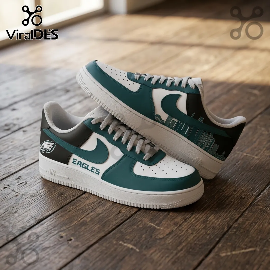 Philadelphia Eagles Skyline Custom Air Force 1 Sneakers Philadelphia Eagles Skyline Custom Air Force 1 Sneakers